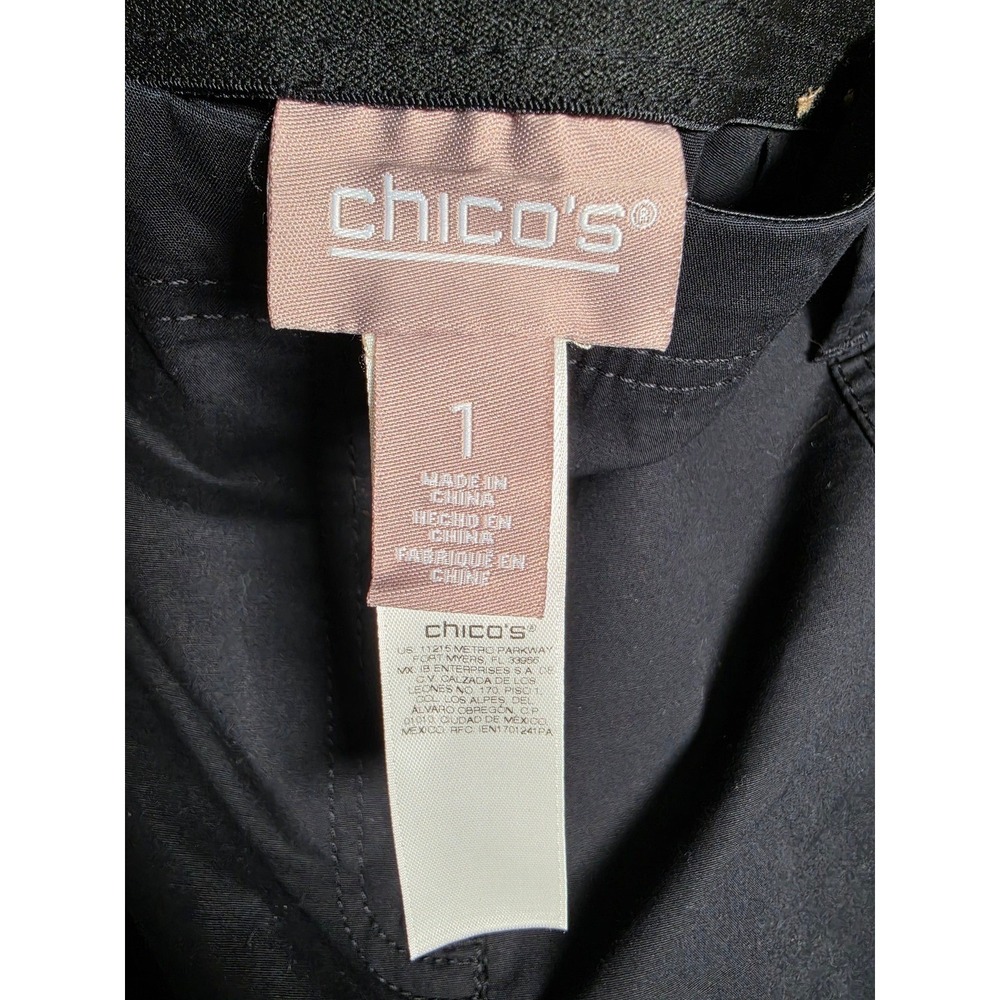 Chicos Women's Capri Pants Tapered Leg Pockets Black Size 1 - Picture 3 of 5